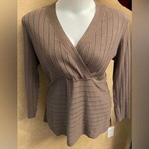 NWT Style & Co Woman V-Neck Wrap style, Taupe Knit Sweater size 2X